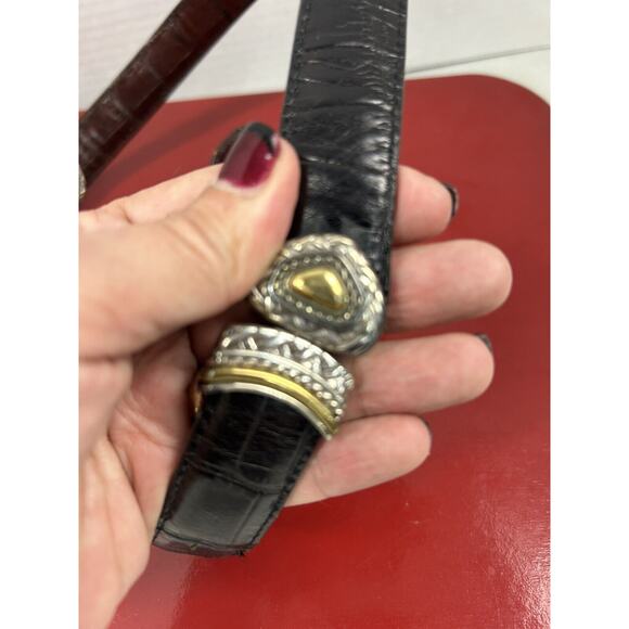 Brighton Marcus Two-Tone Black & Brown Reversible Belt‎ Size S 28 40210 33.5" - Picture 3 of 10